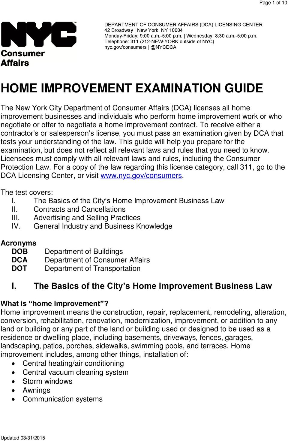 Home Improvement Examination Guide Pdf Free Download