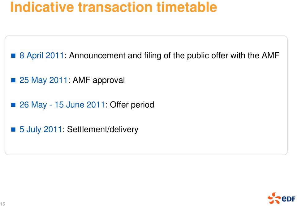 the AMF 25 May 2011: AMF approval 26 May - 15 June