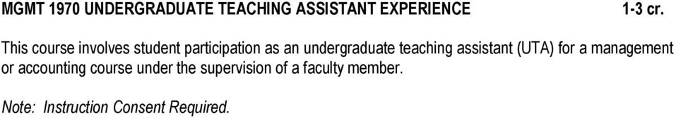 teaching assistant (UTA) for a management or accounting course