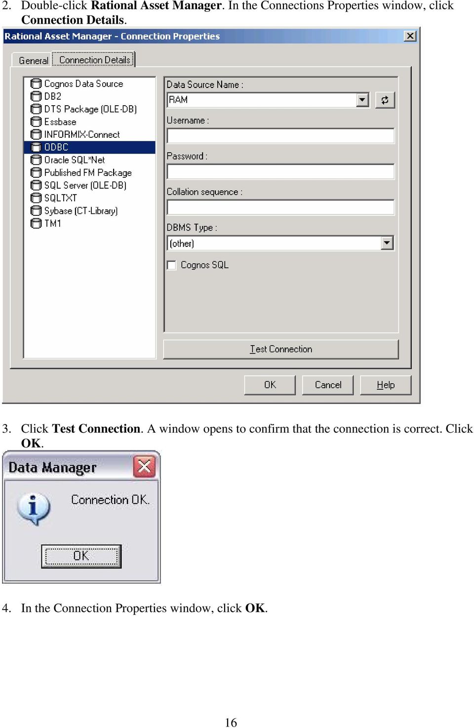 3. Click Test Connection.