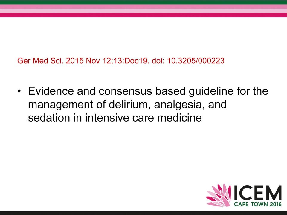 guideline for the management of delirium,