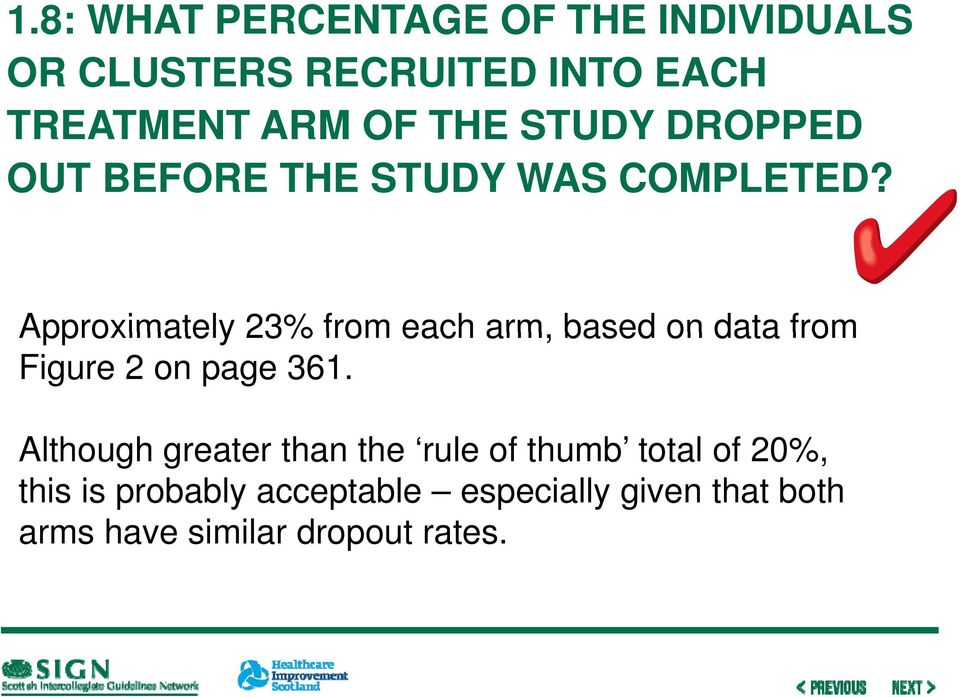 Approximately 23% from each arm, based on data from Figure 2 on page 361.