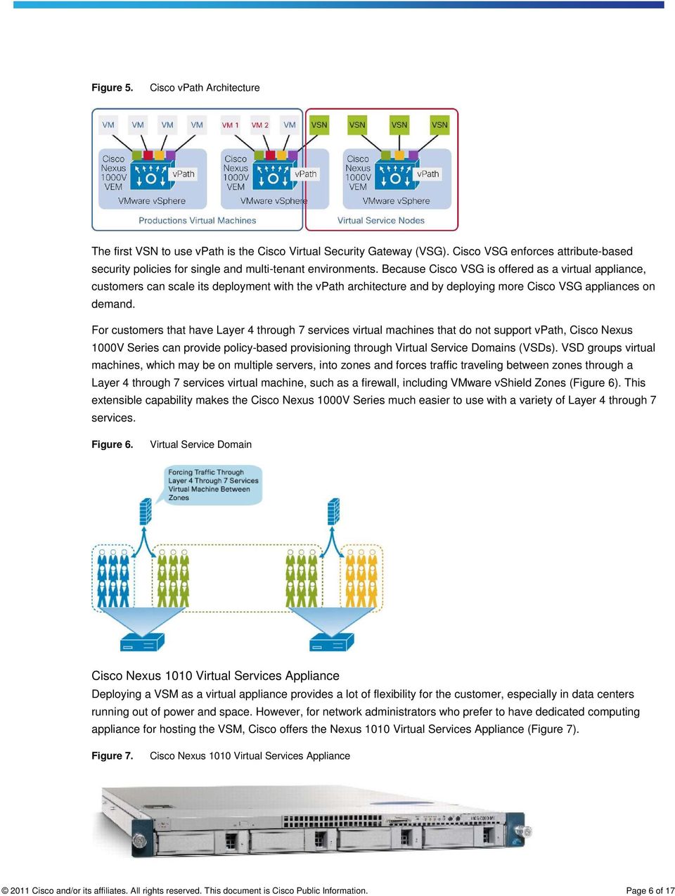 Because Cisco VSG is offered as a virtual appliance, customers can scale its deployment with the vpath architecture and by deploying more Cisco VSG appliances on demand.