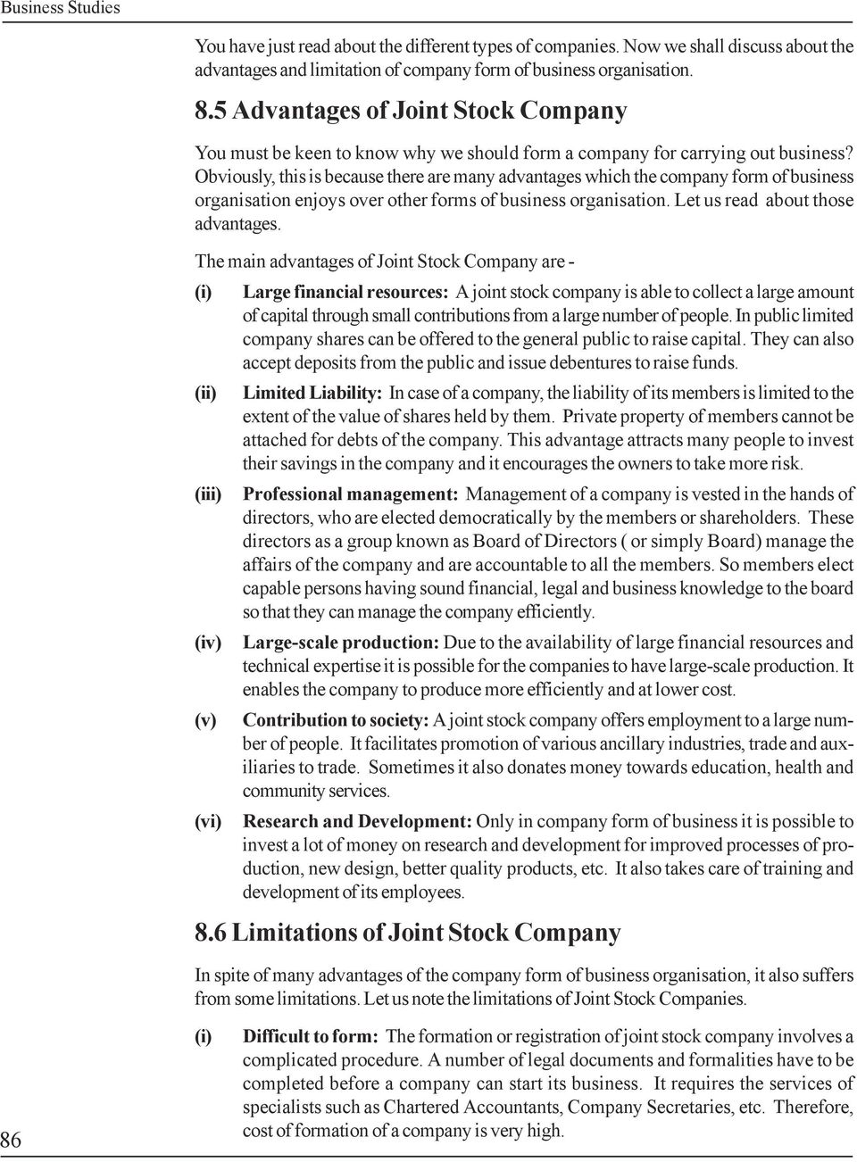 joint stock company advantages and disadvantages