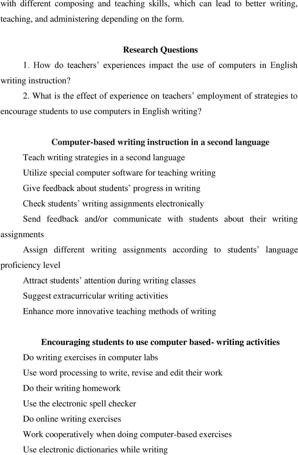 What is the effect of experience on teachers employment of strategies to encourage students to use computers in English writing?