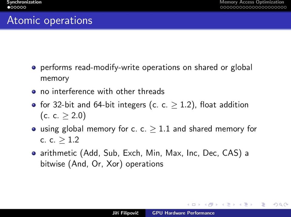 2), float addition (c. c. 2.0) using global memory for c. c. 1.