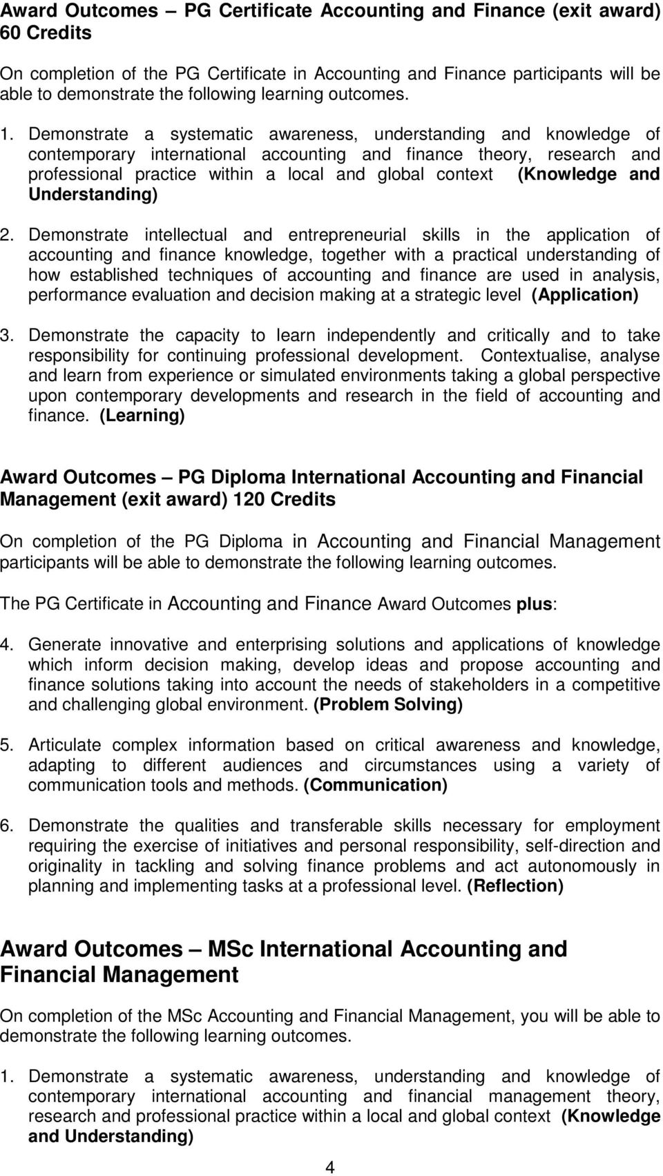 Demonstrate a systematic awareness, understanding and knowledge of contemporary international accounting and finance theory, research and professional practice within a local and global context