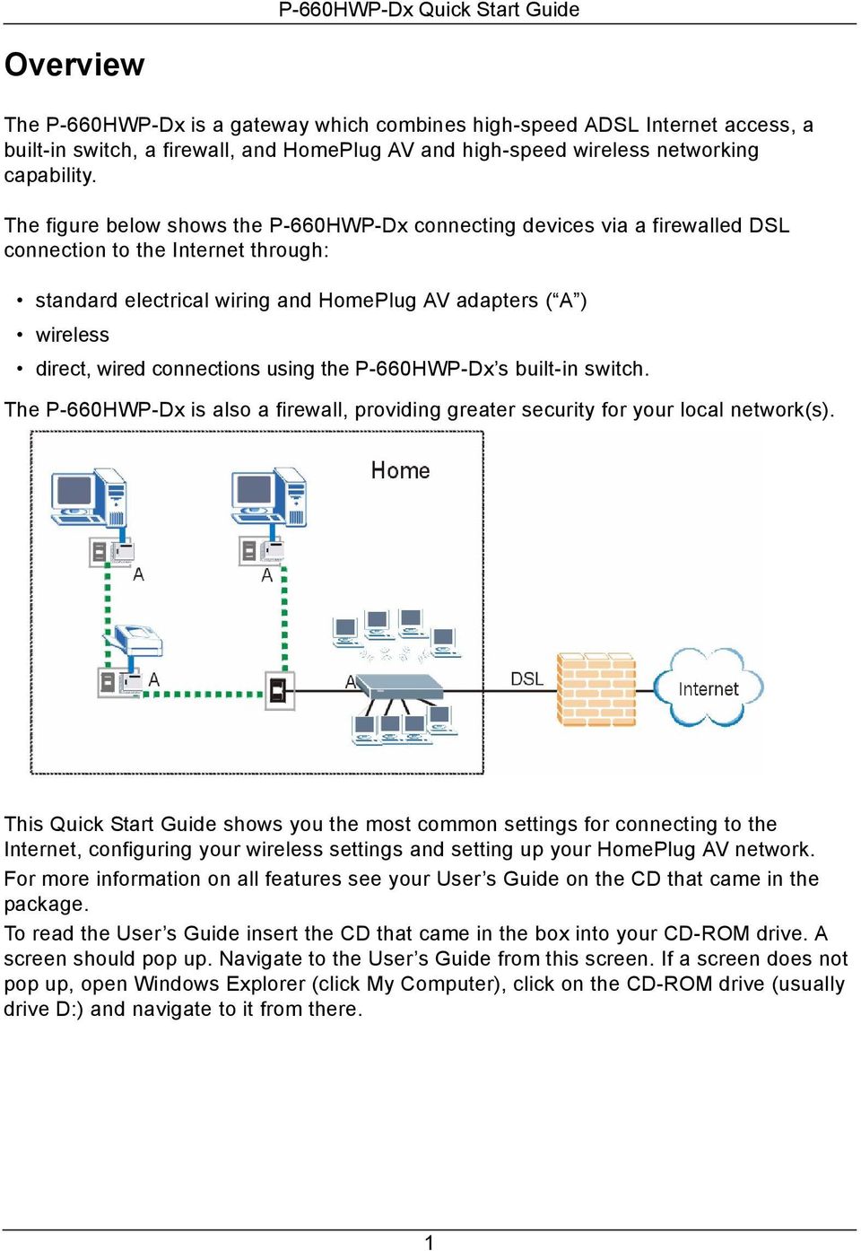 connections using the P-660HWP-Dx s built-in switch. The P-660HWP-Dx is also a firewall, providing greater security for your local network(s).