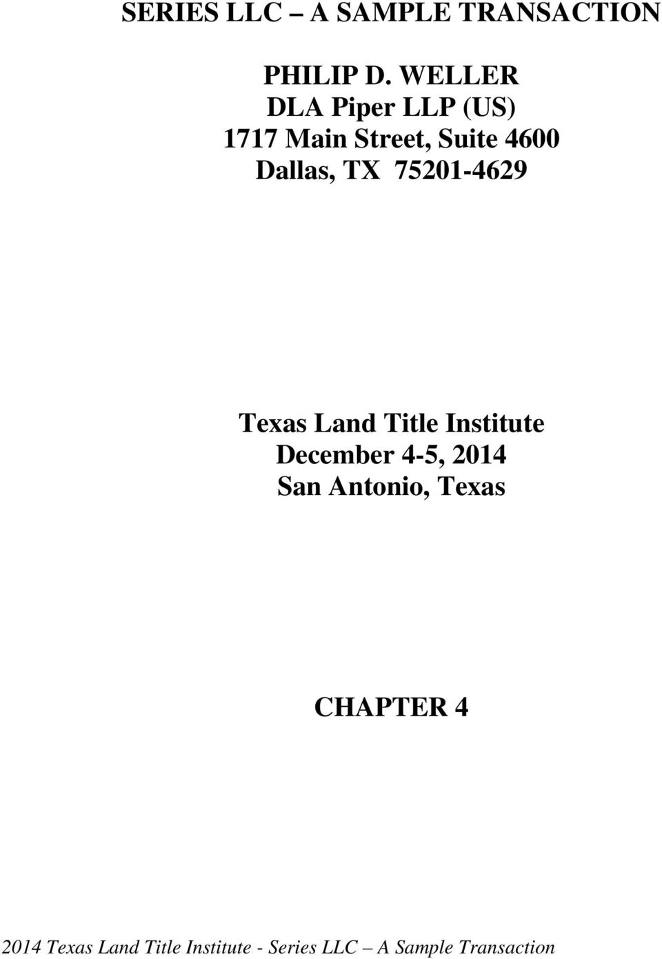 TX 75201-4629 Texas Land Title Institute December 4-5, 2014 San