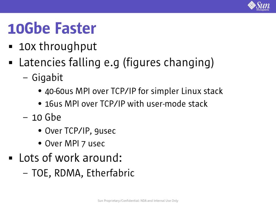 for simpler Linux stack 16us MPI over TCP/IP with user-mode
