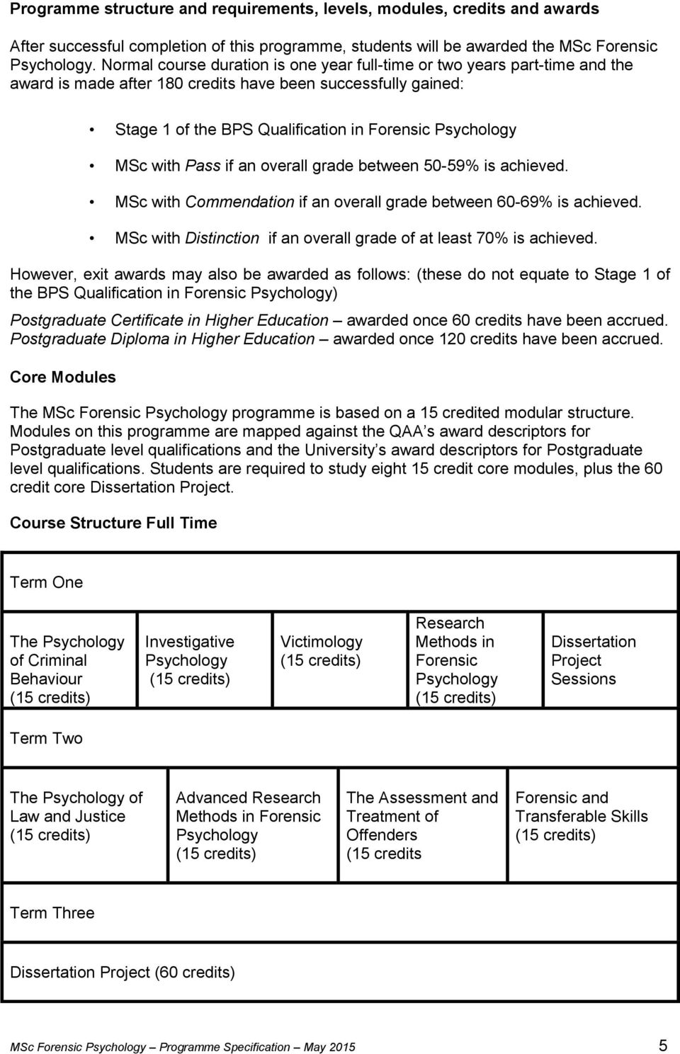if an overall grade between 50-59% is achieved. MSc with Commendation if an overall grade between 60-69% is achieved. MSc with Distinction if an overall grade of at least 70% is achieved.