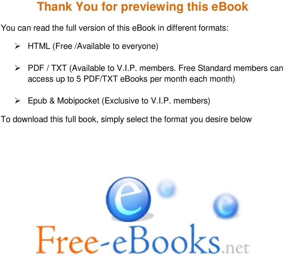 Free Standard members can access up to 5 PDF/TXT ebooks per month each month) Epub &
