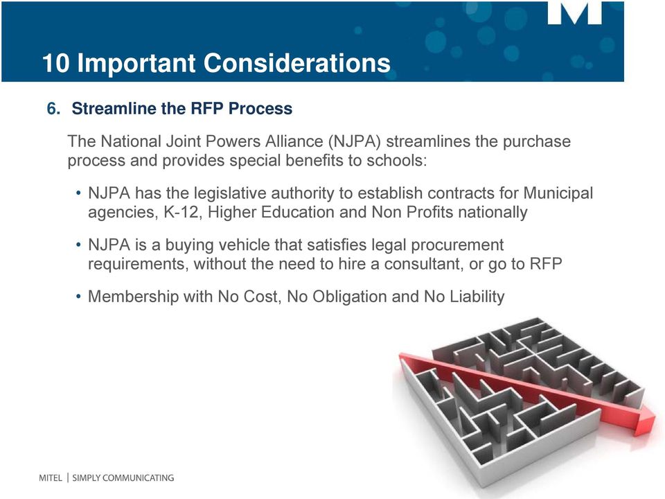 special benefits to schools: NJPA has the legislative authority to establish contracts for Municipal agencies, K-12,