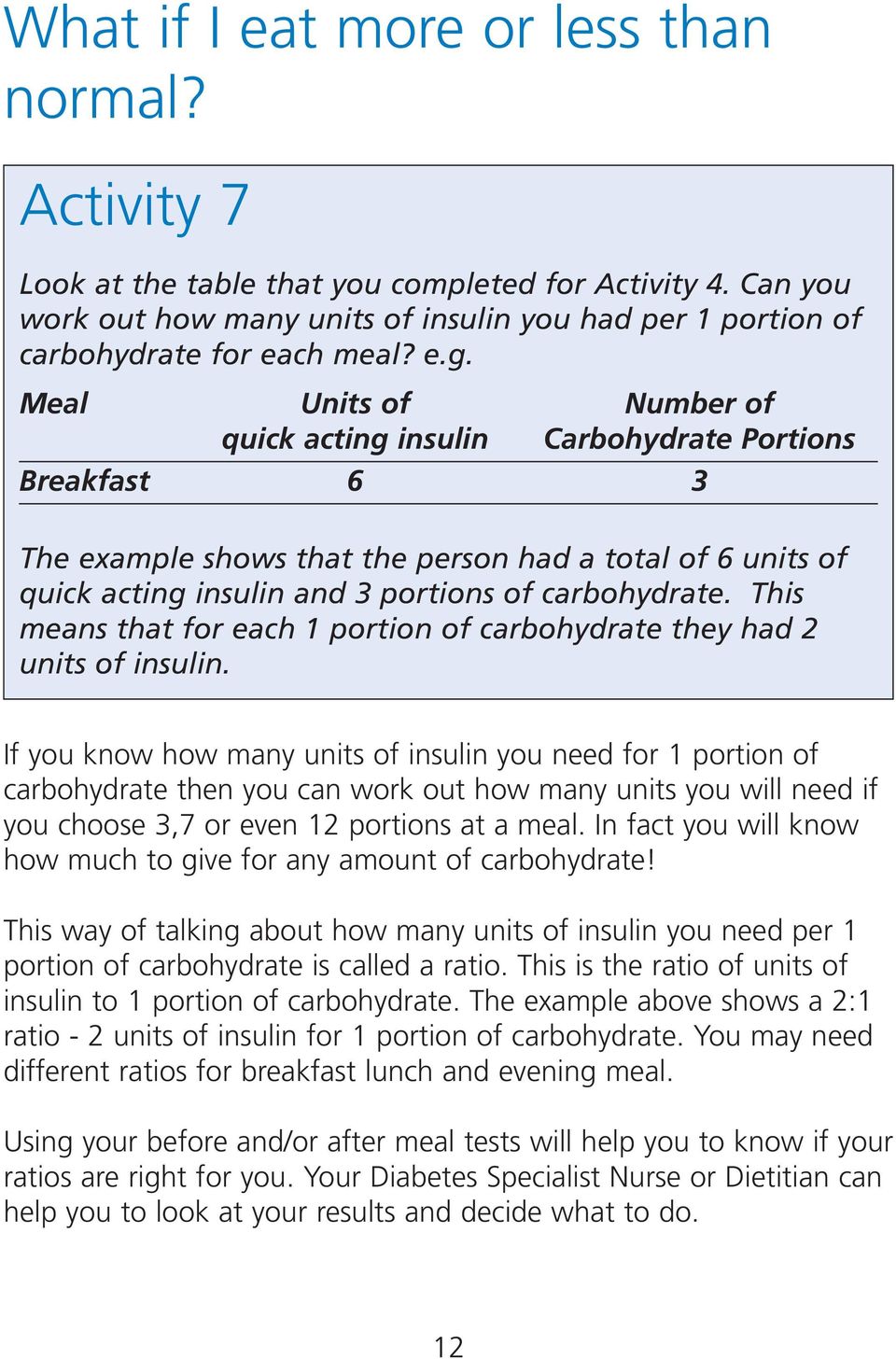 This means that for each 1 portion of carbohydrate they had 2 units of insulin.
