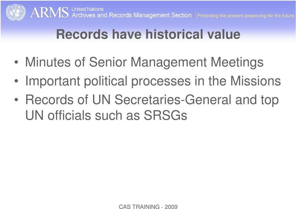 political processes in the Missions Records
