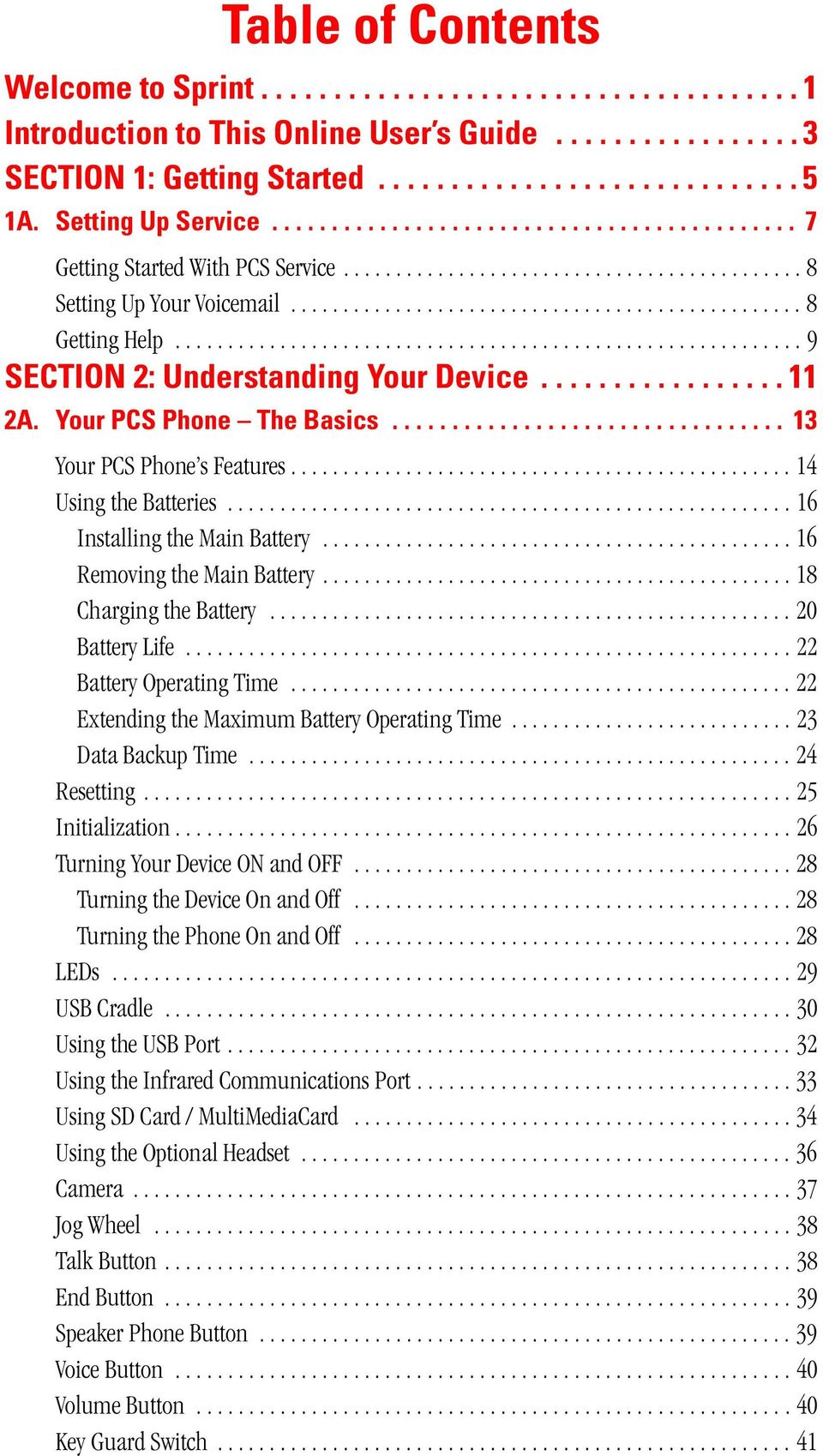 ........................................................... 9 SECTION 2: Understanding Your Device................. 11 2A. Your PCS Phone The Basics................................. 13 Your PCS Phone s Features.