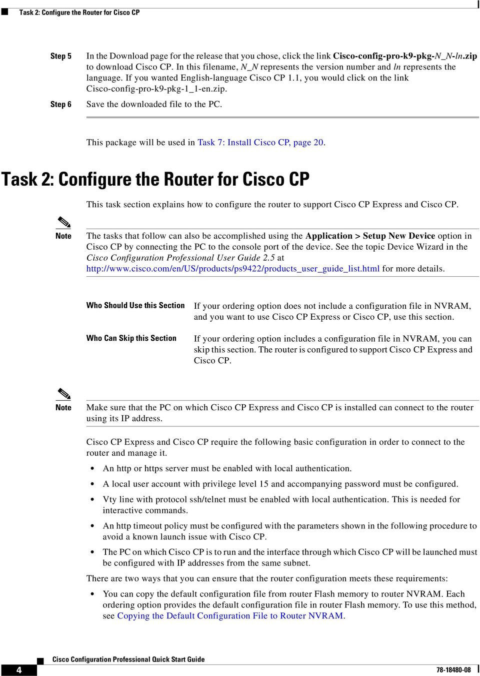 Save the downloaded file to the PC. This package will be used in Task 7: Install Cisco CP, page 20.