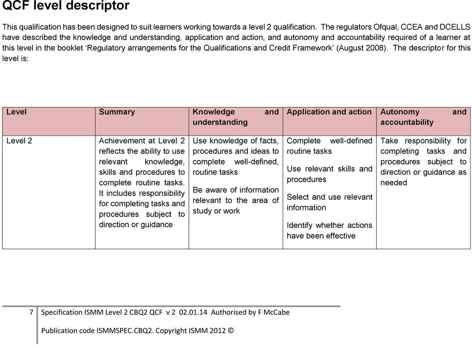 Regulatory arrangements for the Qualifications and Credit Framework (August 2008).