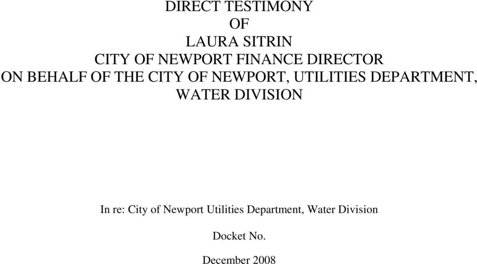 UTILITIES DEPARTMENT, WATER DIVISION In re: City of