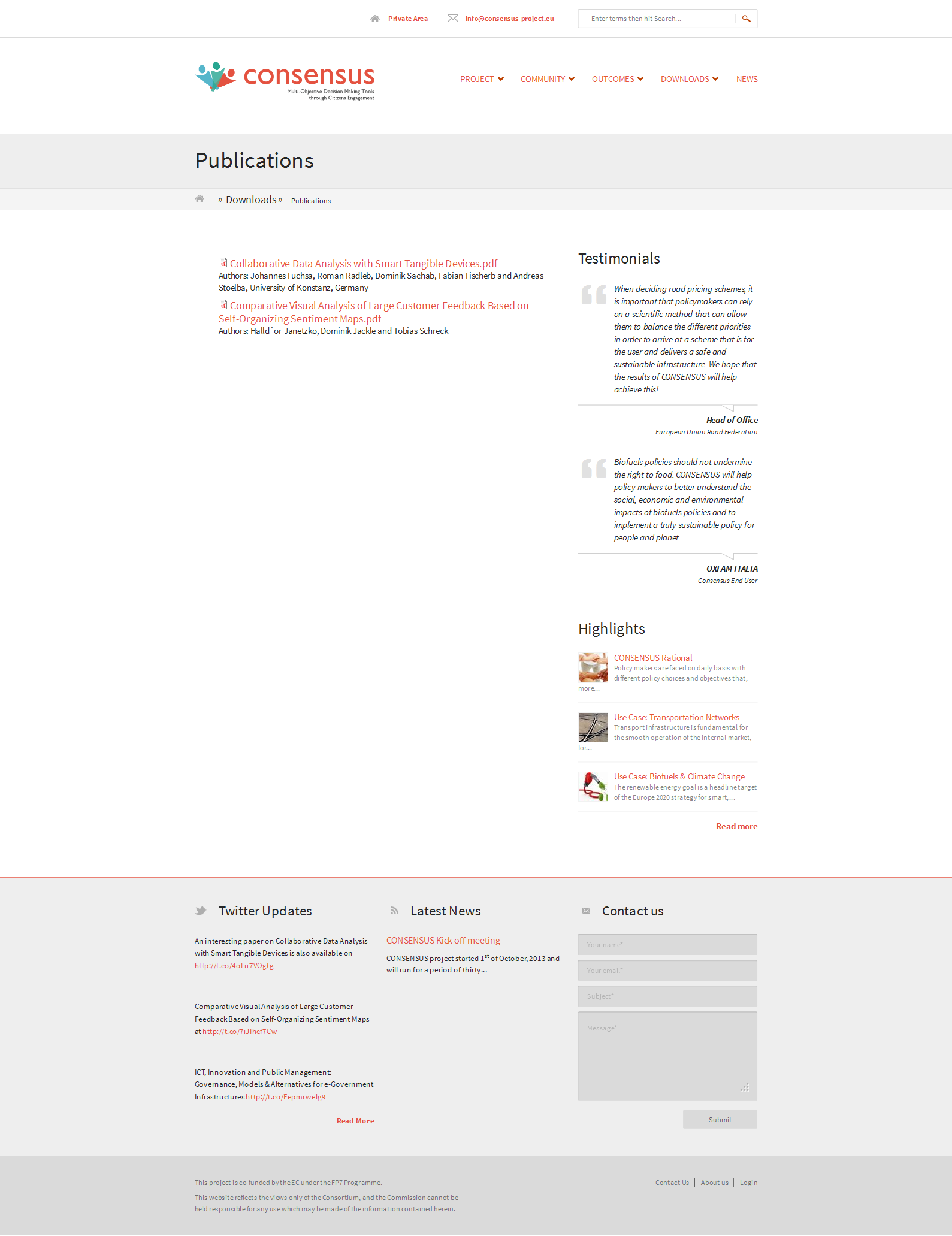 Publications webpage, as presented in the Figure 11 (Snapshot of the Publications page), provides access to the project publications that will be uploaded throughout the project period.