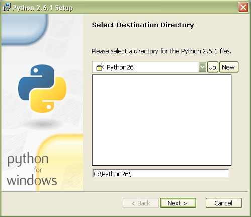 The installer will ask you where you would like to install the Python files,