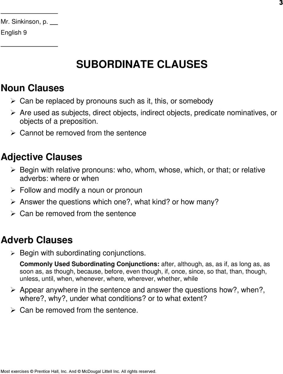 Adjective Adverb And Noun Clauses Pdf Free Download