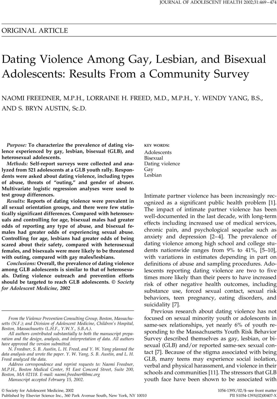 Methods: Self-report surveys were collected and analyzed from 521 adolescents at a GLB youth rally.