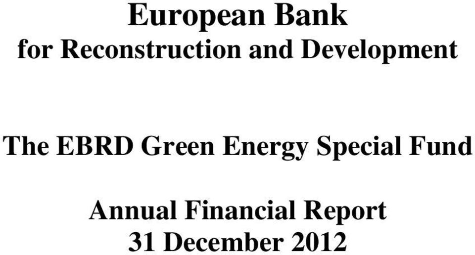 The EBRD Green Energy Special