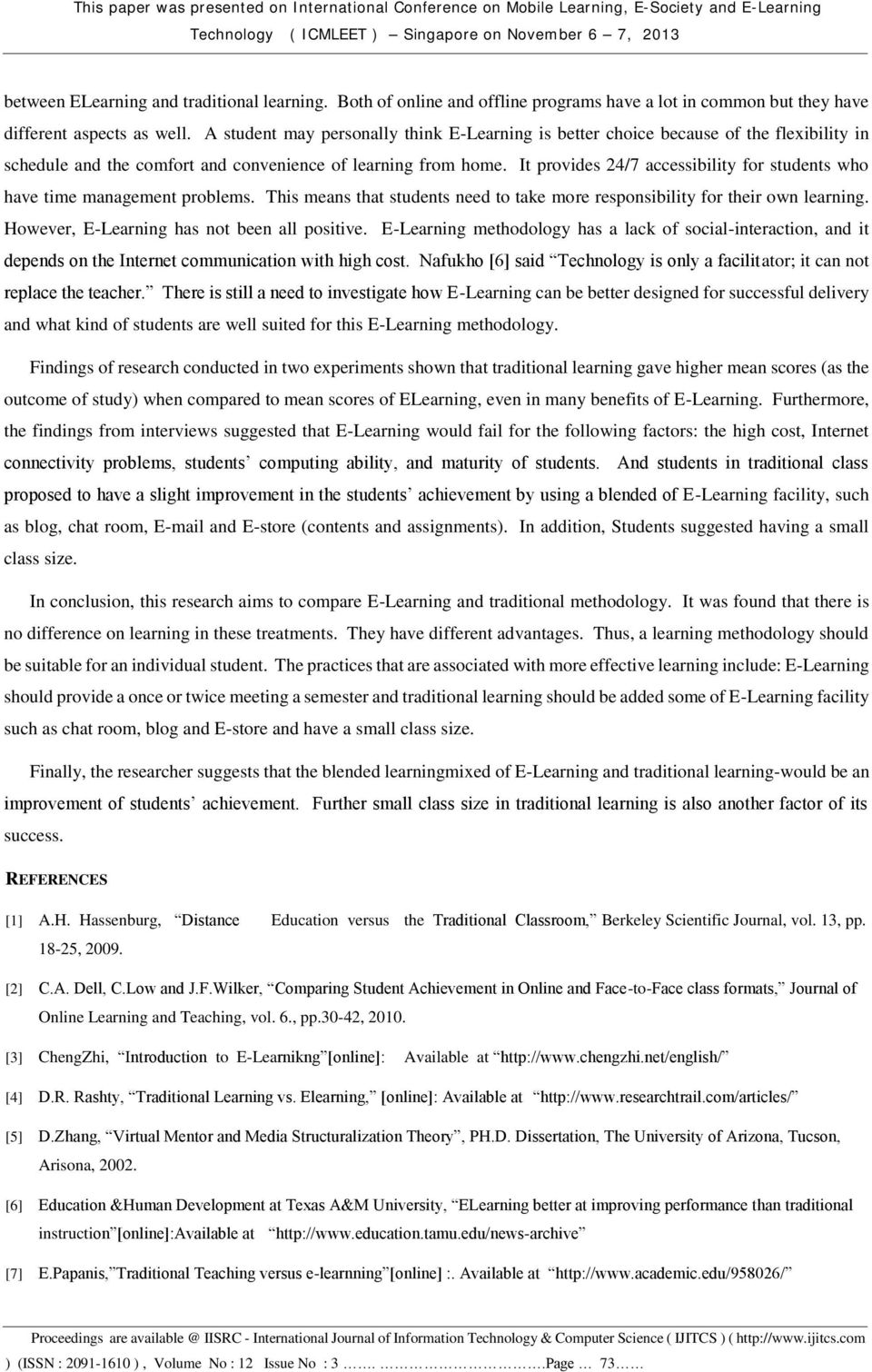 A Comparison Of E Learning And Traditional Learning Experimental