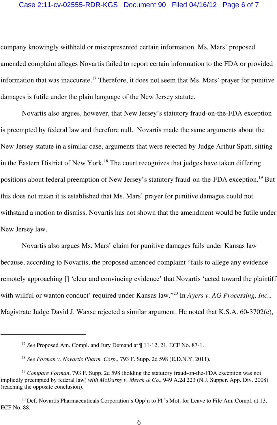 Mars prayer for punitive damages is futile under the plain language of the New Jersey statute.