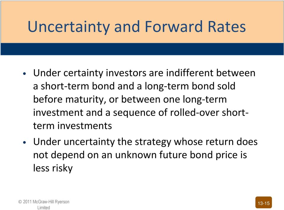 investment and a sequence of rolled-over shortterm investments Under uncertainty the