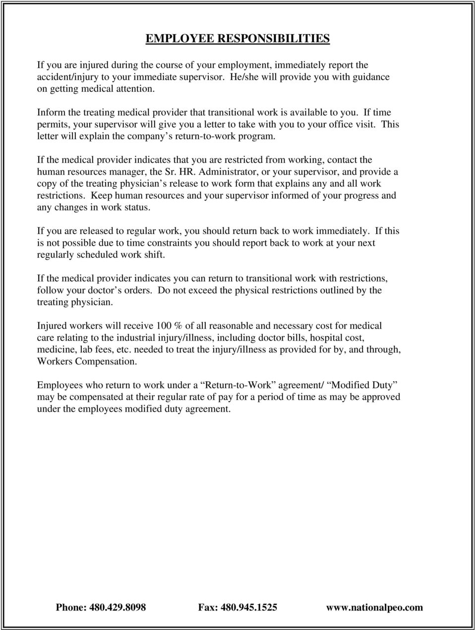 Return To Work Letter To Employee from docplayer.net