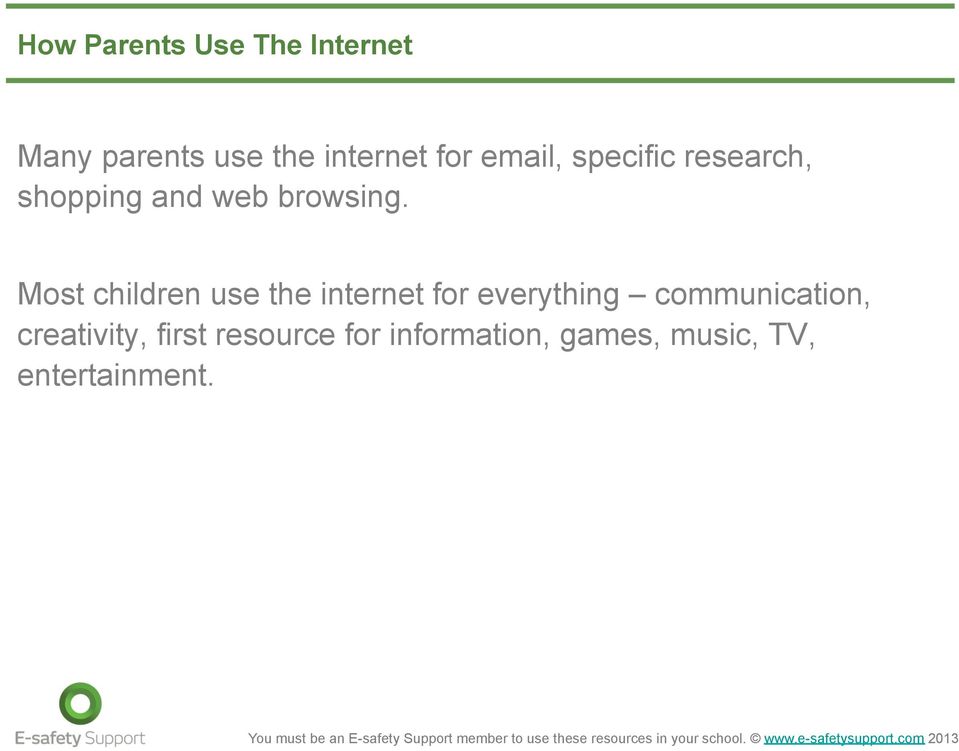 Most children use the internet for everything communication,