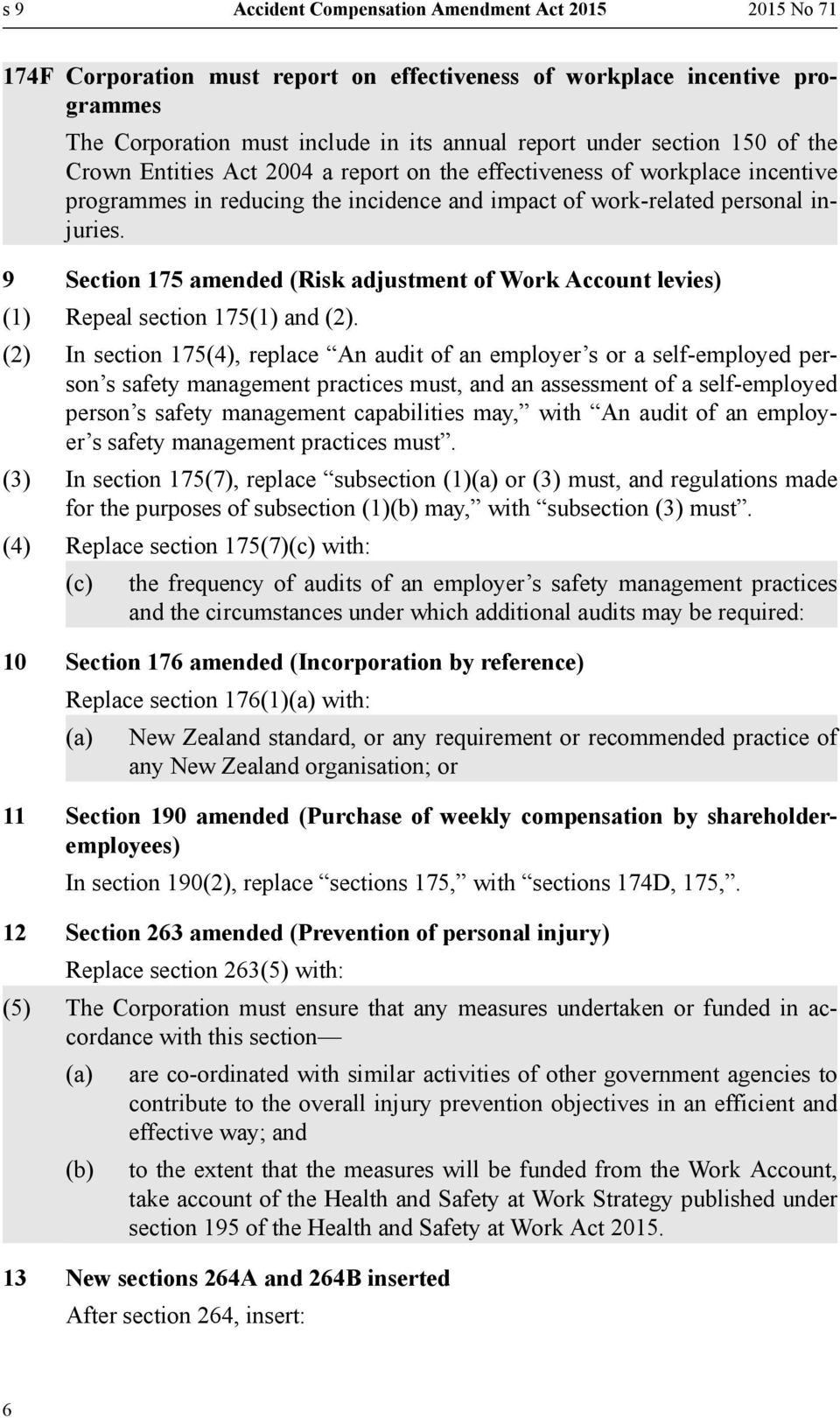 9 Section 175 amended (Risk adjustment of Work Account levies) (1) Repeal section 175(1) and (2).