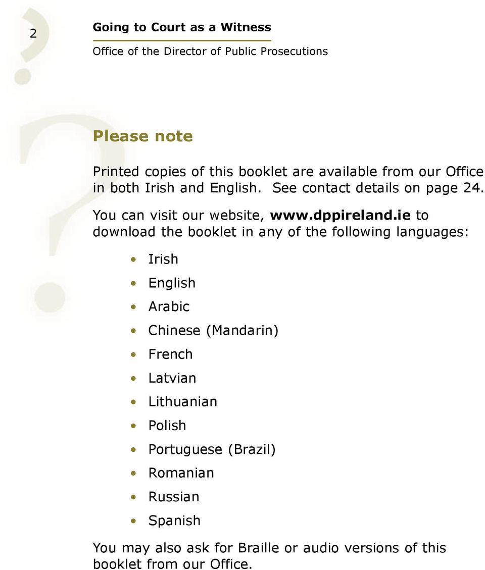 ie to download the booklet in any of the following languages: Irish English Arabic Chinese (Mandarin) French
