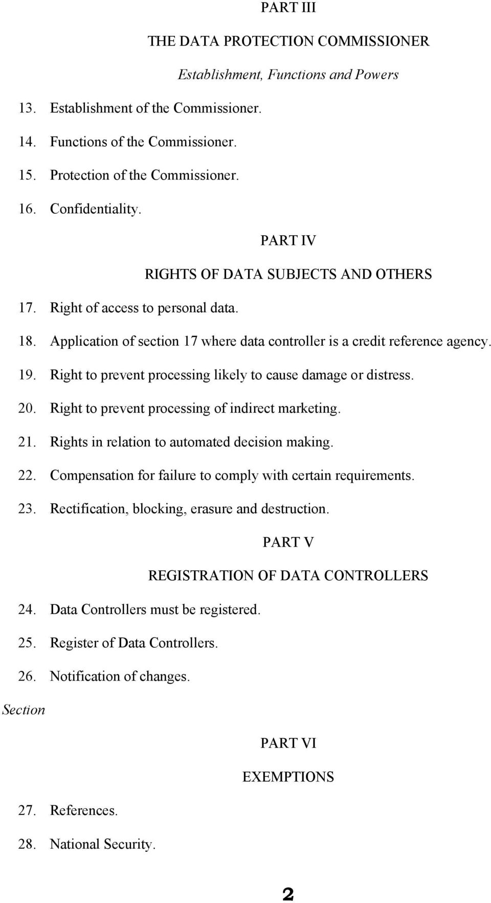 Right to prevent processing likely to cause damage or distress. 20. Right to prevent processing of indirect marketing. 21. Rights in relation to automated decision making. 22.