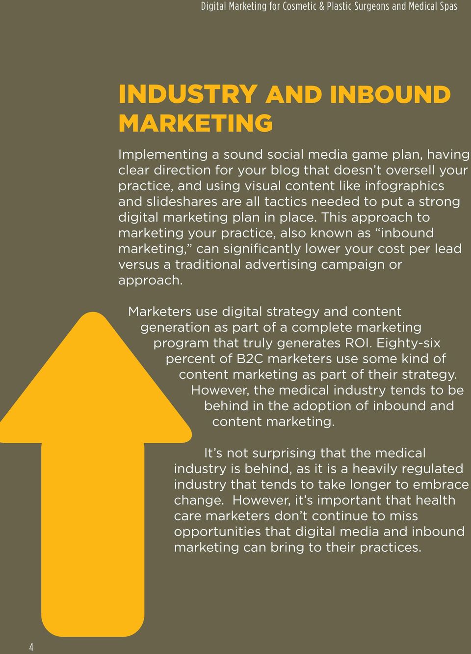 This approach to marketing your practice, also known as inbound marketing, can significantly lower your cost per lead versus a traditional advertising campaign or approach.