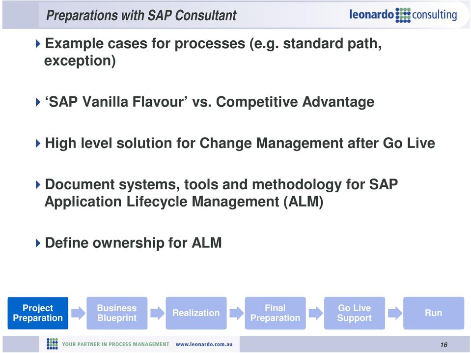 Competitive Advantage High level solution for Change Management after Go Live Document