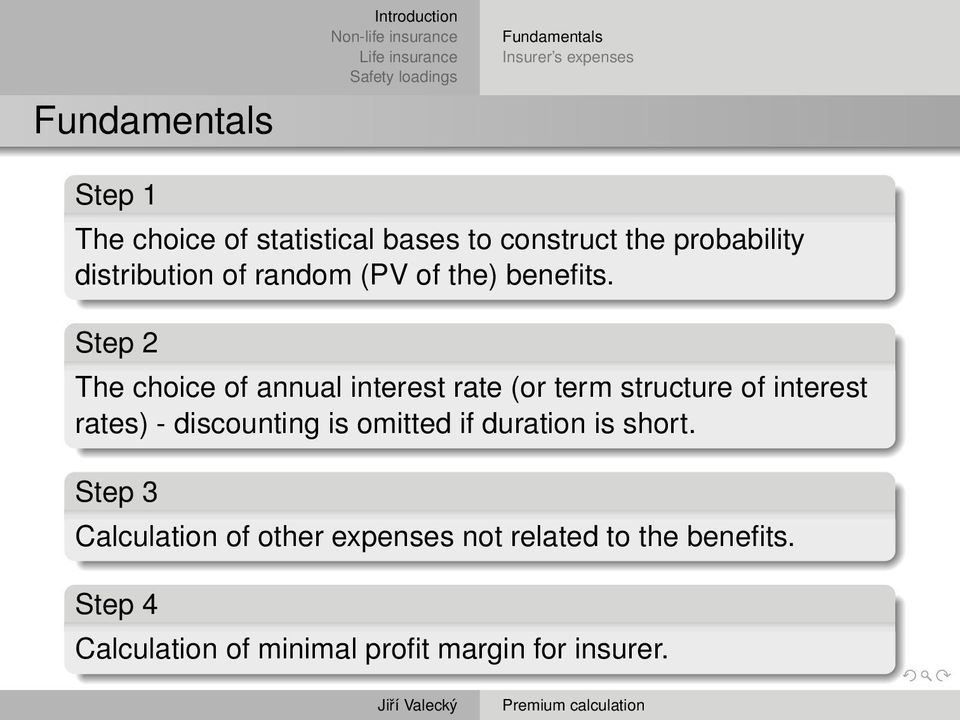 Step 2 The choice of annual interest rate (or term structure of interest rates) - discounting is