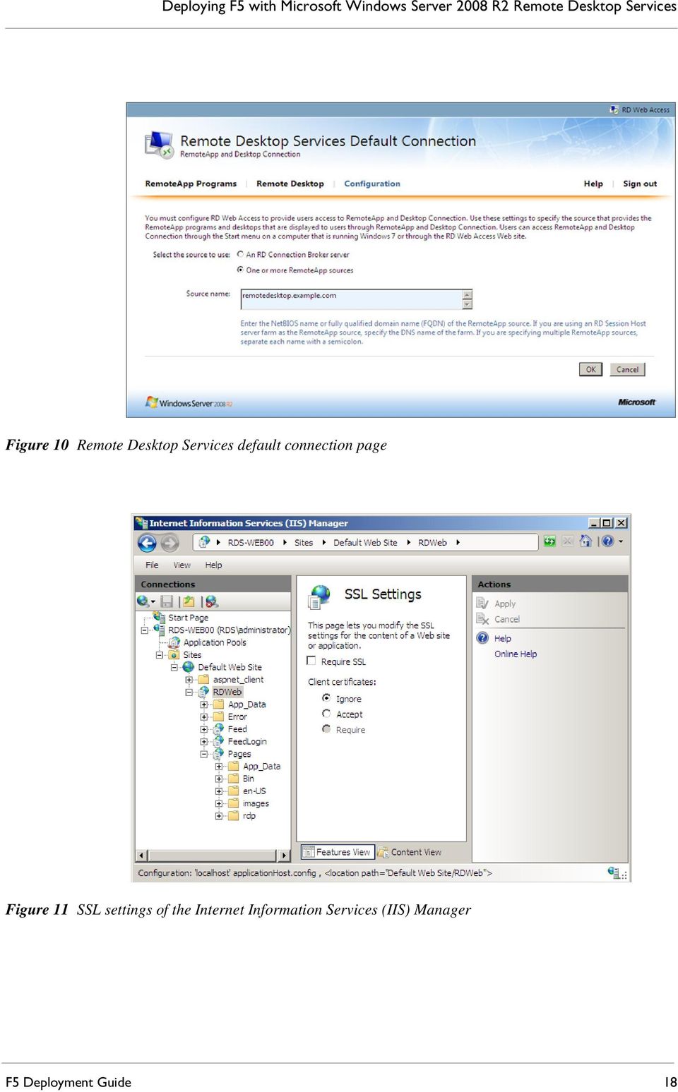 default connection page Figure 11 SSL settings of the