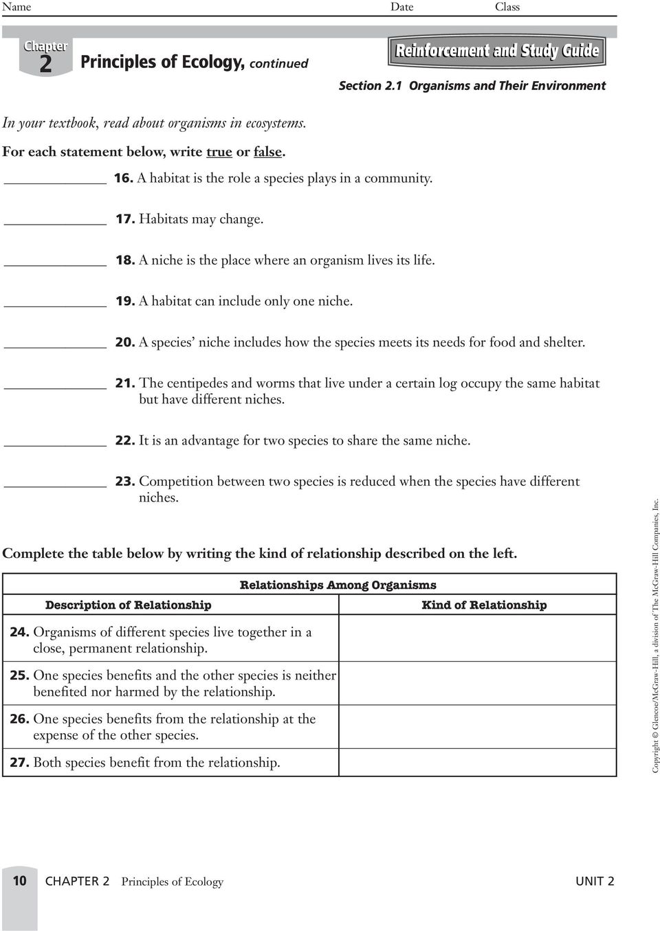 Unit 22 Resources Ecology - PDF Free Download With Regard To Principles Of Ecology Worksheet Answers