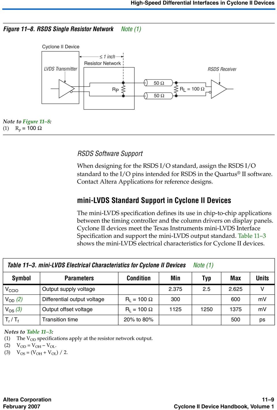 RSDS Software Support When designing for the RSDS I/O standard, assign the RSDS I/O standard to the I/O pins intended for RSDS in the Quartus II software.
