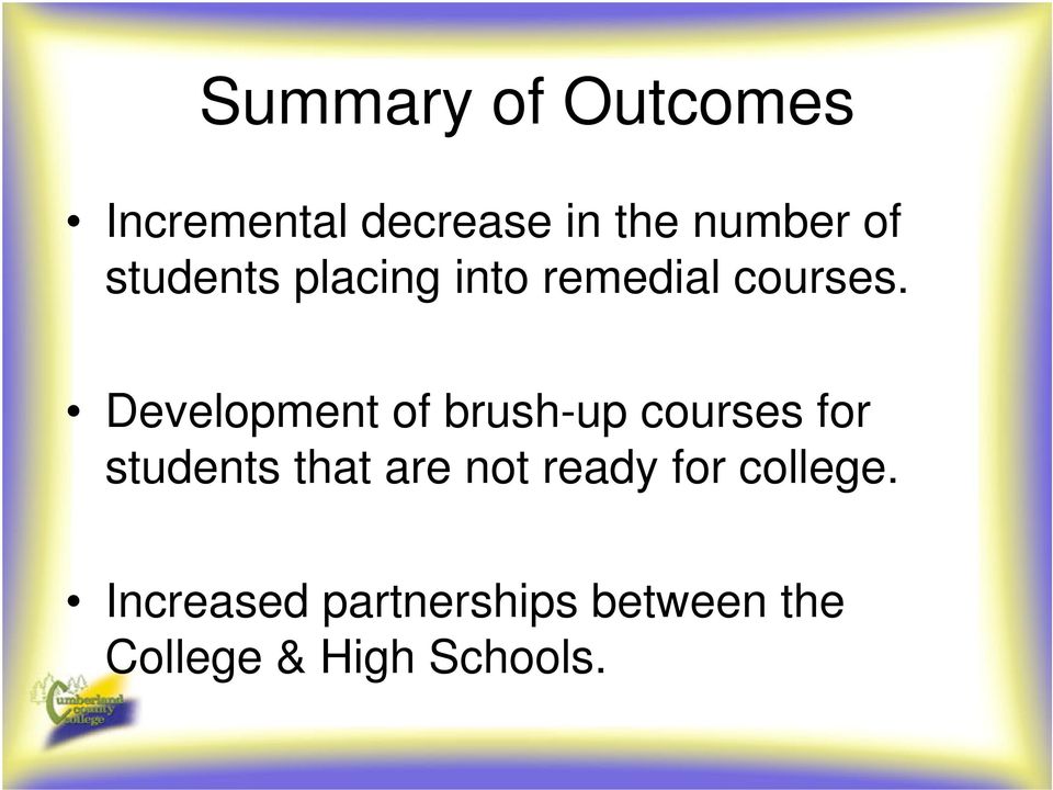 Development of brush-up courses for students that are not