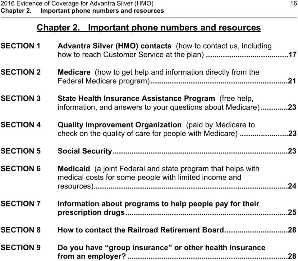 ..17 Medicare (how to get help and information directly from the Federal Medicare program).