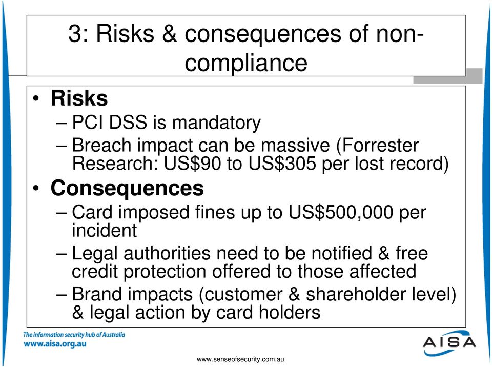 up to US$500,000 per incident Legal authorities need to be notified & free credit protection