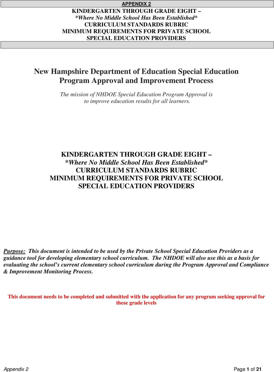 Purpose: This document is intended to be used by the Private School Special Education Providers as a guidance tool for developing elementary school.