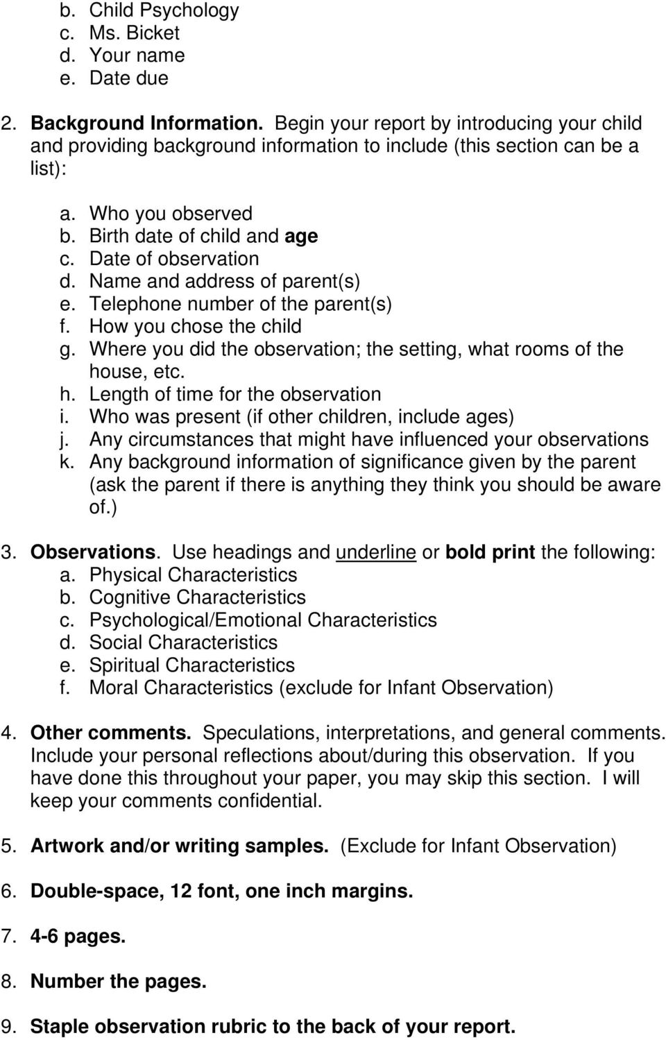 CHILD PSYCHOLOGY OBSERVATION REPORTS - PDF Free Download