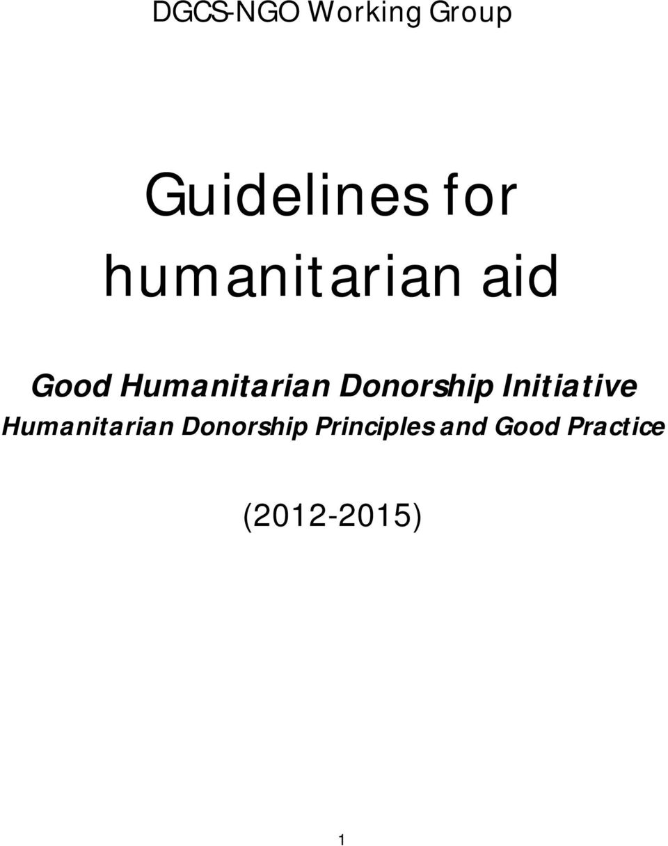 Initiative Humanitarian Donorship