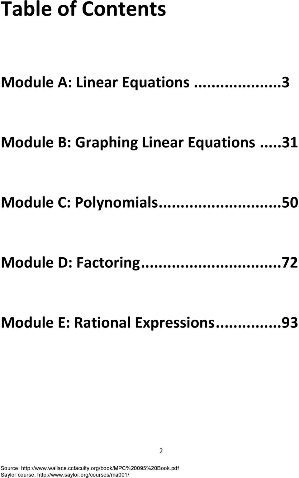 ..31 Module C: Polynomials.