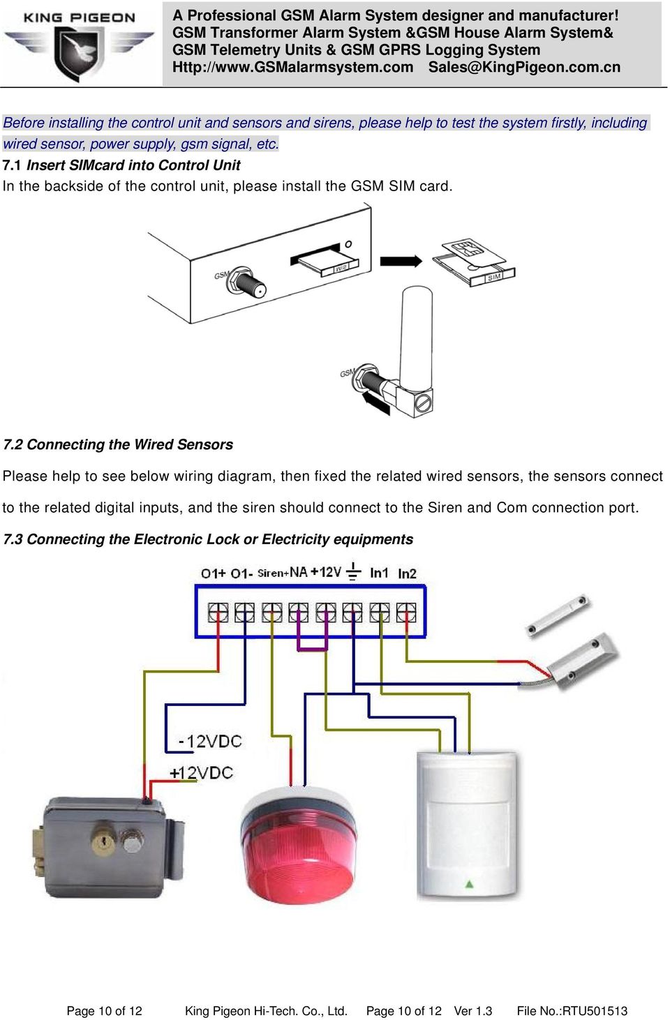 2 Connecting the Wired Sensors Please help to see below wiring diagram, then fixed the related wired sensors, the sensors connect to the related digital